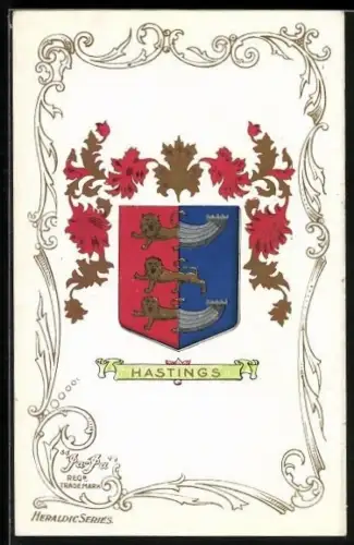 AK Hastings, Wappen u. Ornament-Rahmen