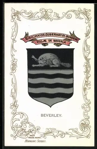 AK Beverley, Wappen u. Ornament-Rahmen