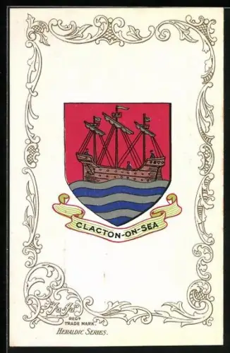 AK Clacton-on-Sea, Wappen und Ornament-Rahmen