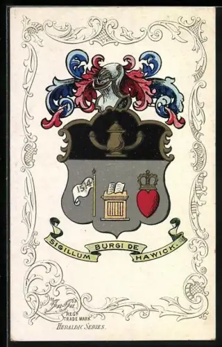 AK Hawick, Sigillum Burgi de Hawick, Wappen und Ornament-Rahmen