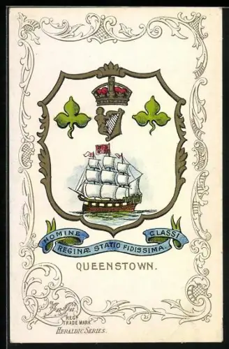 AK Queenstown, Wappen mit Segelschiff