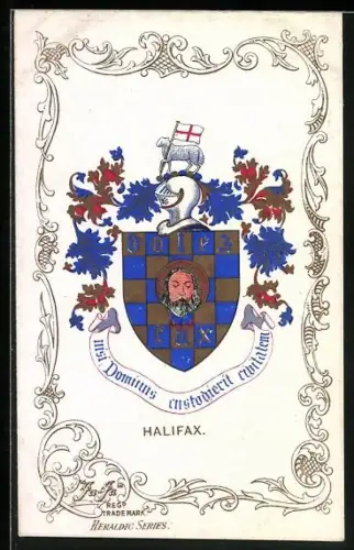 Künstler-AK Halifax, Wappen mit englische Fahne tragendem Schaf