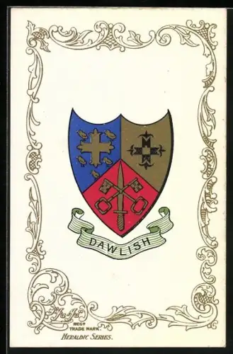 AK Dawlish, Wappen und Ornament-Rahmen