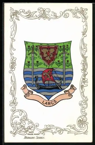 AK Largs, Wappen und Ornament-Rahmen