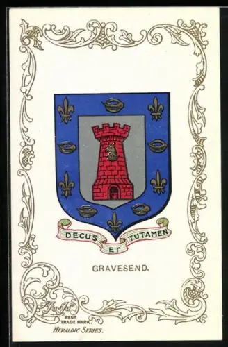 AK Gravesend, Wappen und Ornament-Rahmen
