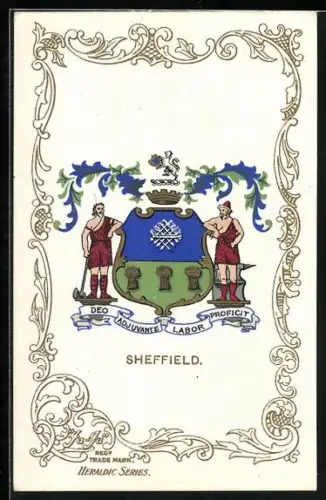 AK Sheffield, Wappen und Ornament-Rahmen