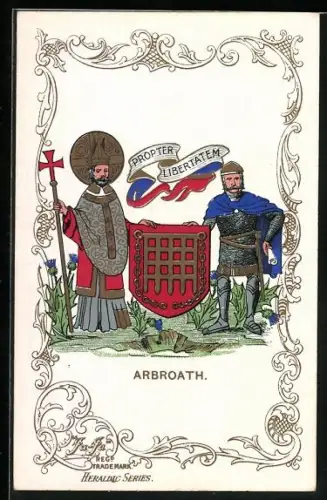 AK Arbroath, Wappen und Ornament-Rahmen, Bischof, Ritter