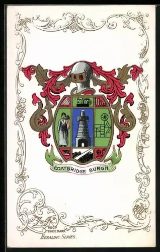 AK Coatbridge Burgh, Wappen und Ornament-Rahmen