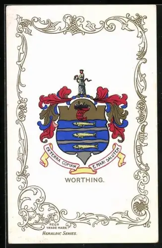 AK Worthing, Wappen und Ornament-Rahmen