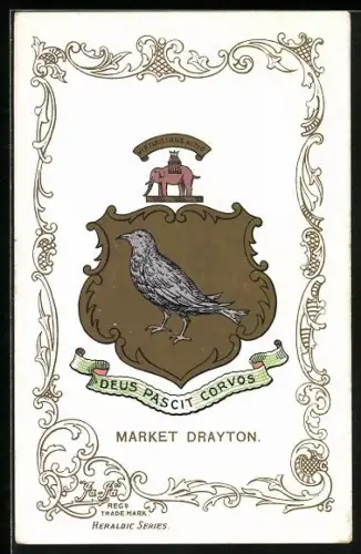 AK Market Drayton, Wappen und Ornament-Rahmen