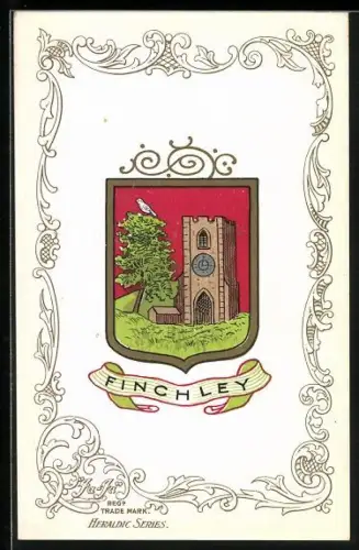 AK Finchley, Wappen und Ornament-Rahmen