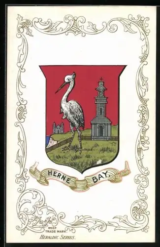 AK Herne Bay, Wappen und Ornament-Rahmen