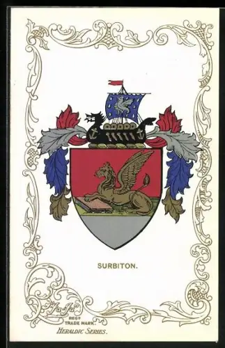 AK Surbiton, Wappen und Ornament-Rahmen