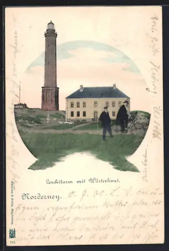 AK Norderney, Leuchtturm mit Wärterhaus