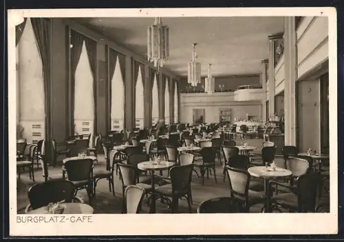 AK Essen, Burgplatz Cafe, Innenansicht