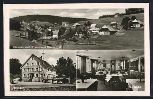 AK Eisenbach / Schwarzwald, Hotel Bad, Gästestube, Ortsansicht