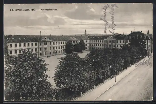 AK Ludwigsburg / Württ., Partie an der Arsenalkaserne