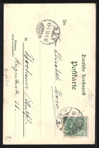 Lithographie Berlin, Unter den Linden, Strassenbahn