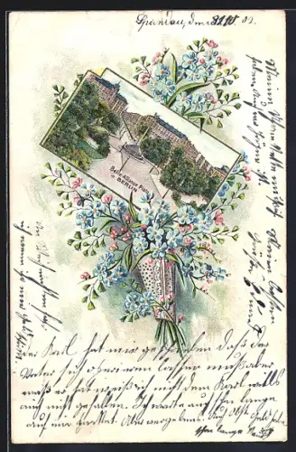 Lithographie Berlin-Kreuzberg, Belle-Alliance Platz, Bluemdekor