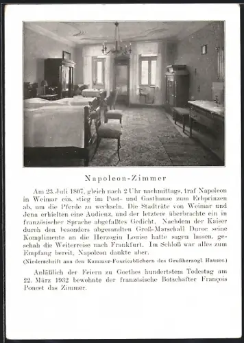 AK Weimar / Thüringen, Hotel Erbprinz, Napoleon-Zimmer