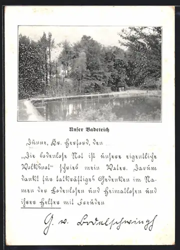 AK Dünne /Herford, Badeteich, Ortspartie