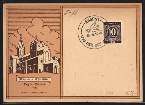 AK Essen-Werden, Abteikirche, Tag der Briefmarke 1947