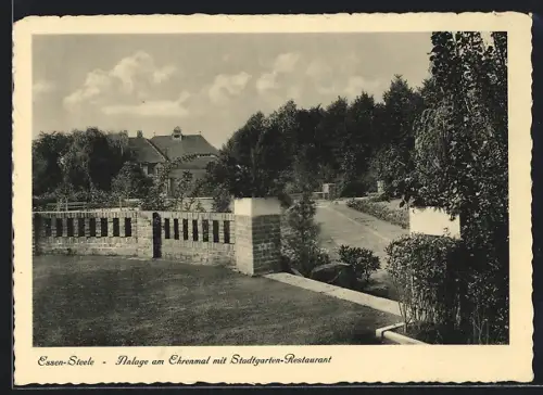 AK Steele, Anlage am Ehrenmal mit Stadtgarten-Restaurant
