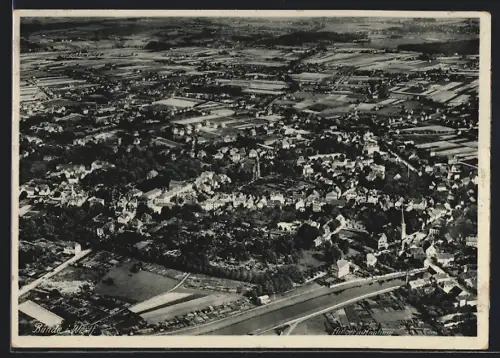 AK Bünde i. W., Totalansicht vom Flugzeug aus