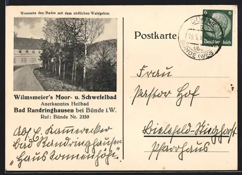 AK Bad Randringhausen, Kurhotel Wilmsmeiers Moor- u. Schwefelbad