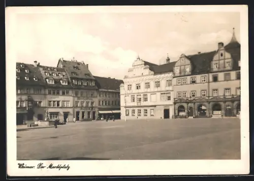 AK Weimar / Thüringen, Marktplatz, Panorama