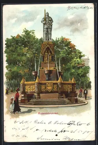 Lithographie Berlin-Tiergarten, Am Rolandsbrunnen