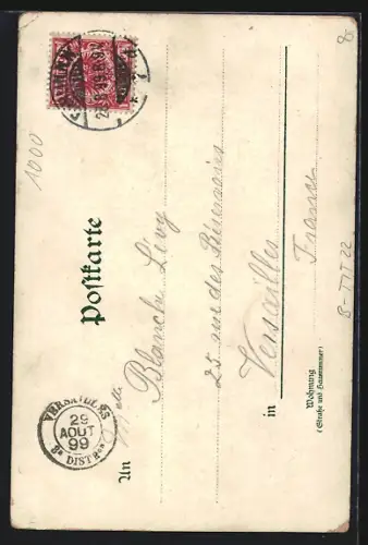 Lithographie Berlin, Unter den Linden, Strassenbahn