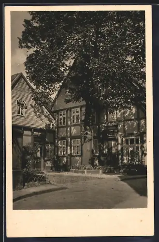 AK Bünde a. d. Else, Alter Winkel an der Wehme beim Kirchplatz, Metting`sches Haus
