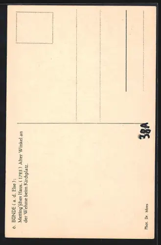 AK Bünde a. d. Else, Alter Winkel an der Wehme beim Kirchplatz, Metting`sches Haus