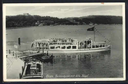 AK Essen, Baldeneysee mit Villa Hügel und Boot, 