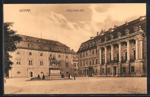 AK Weimar / Thüringen, Fürstenplatz mit Denkmal