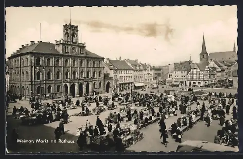 AK Weimar / Thüringen, Markt mit Rathaus