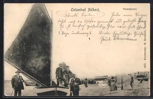 AK Ahlbeck, Ostseebad, Strandpartie mit Segelbooten