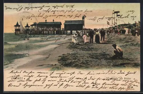 AK Zinnowitz, Strandpartie mit Brücke