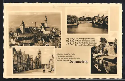 AK Donauwörth, Strassenpartie, Teilansichten der Stadt