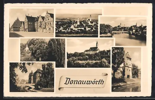 AK Donauwörth, Sieben Ansichten von und aus der Stadt