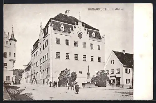 AK Donauwörth, Rathaus mit Brunnen