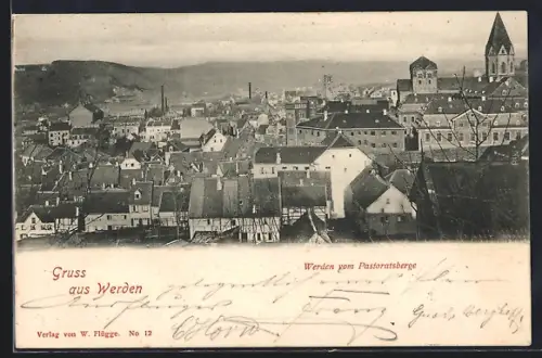 AK Werden, Teilansicht mit Kirche vom Pastoratsberge aus
