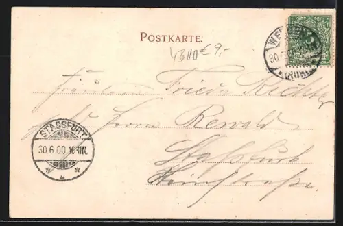 AK Werden, Teilansicht mit Kirche vom Pastoratsberge aus