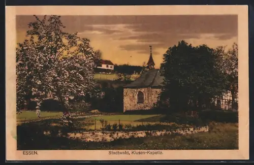 AK Essen / Ruhr, Stadtwald mit Klusen-Kapelle