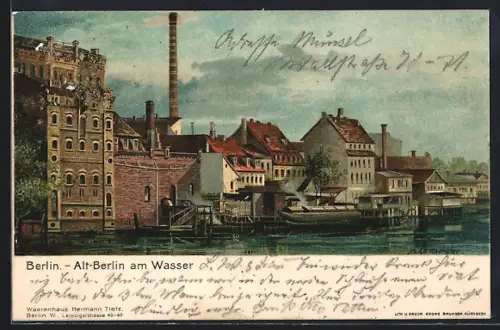 Künstler-AK Alt-Berlin, Partie an der Spree