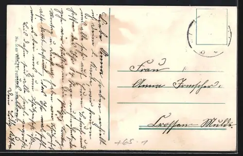 AK Nossen i. S., Ortspartie Bismarck-Denkmal, Bahnhof und Kirche