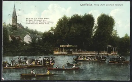 AK Cröllwitz, Gasthaus Krug zum grünen Kranze