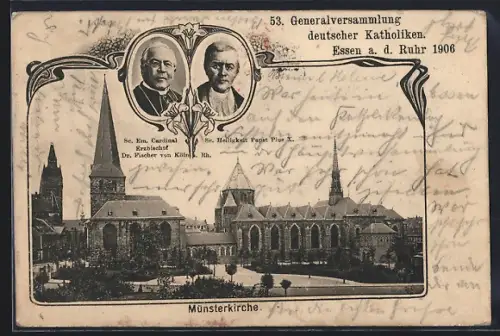 AK Essen a. d. Ruhr, 53 Genaralversammlung deutscher Katholiken 1906, Gesamtansicht der Münsterkirche