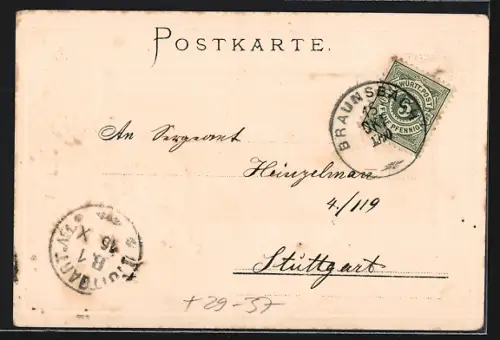 Passepartout-Lithographie Hall, Soolbad, Wappen